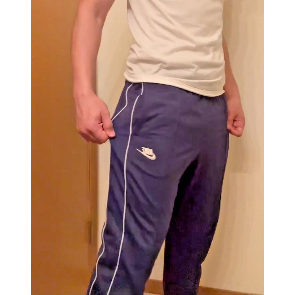Nike Vintage Rare Fleece Soccer Pants Trackies Glanz Blue Medium Nylon